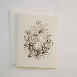 Vintage Black & White Floral Note Card Pack | Hummingbird