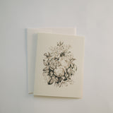 Vintage Black & White Floral Note Card Pack | Hummingbird