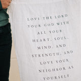 Love the Lord Your God Linen Flag in White