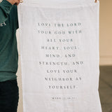 Love the Lord Your God Linen Flag in White