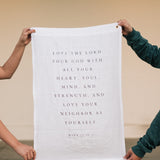 Love the Lord Your God Linen Flag in White