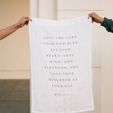 Love the Lord Your God Linen Flag in White