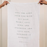 Love the Lord Your God Linen Flag in White