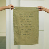 Love the Lord Your God Linen Flag in Avocado