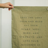 Love the Lord Your God Linen Flag in Avocado