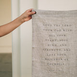 Love the Lord Your God Linen Flag in Oat