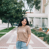 Do It With Love Embroidered T-shirt in Vintage Brown