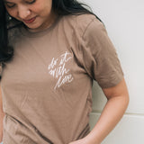 Do It With Love Embroidered T-shirt in Vintage Brown