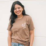 Do It With Love Embroidered T-shirt in Vintage Brown