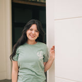 Do It With Love Embroidered T-shirt in Sage