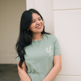 Do It With Love Embroidered T-shirt in Sage