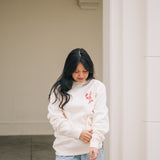 Do It With Love Embroidered Crew Neck Sweatshirt in Cream