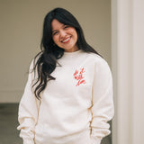 Do It With Love Embroidered Crew Neck Sweatshirt in Cream