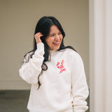 Do It With Love Embroidered Crew Neck Sweatshirt in Cream