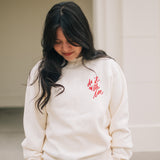 Do It With Love Embroidered Crew Neck Sweatshirt in Cream